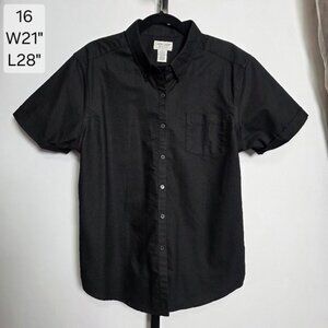 Cabin Creek Worry Free Shirt Women's 16 Black Button Down Short Sleeve Uniform